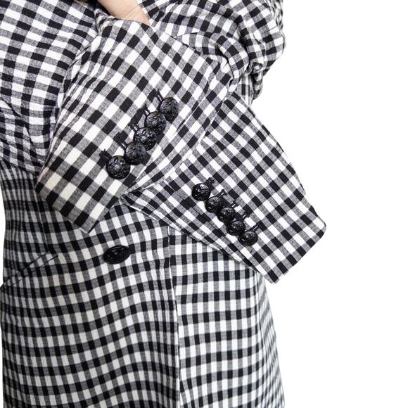 Veronica Beard NEW Caldwell Dickey Double Breasted Blazer Gingham Black White 6 - Picture 7 of 16